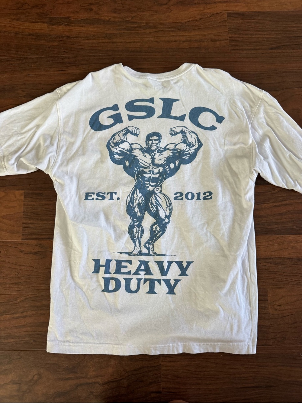 Gymshark White Short Sleeve Tee with Blue Graphic